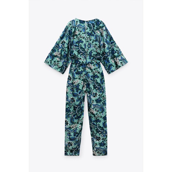 Zara Paisley Floral Print Tie Waist Pants Jumpsuit (NWT) - Picture 9 of 10